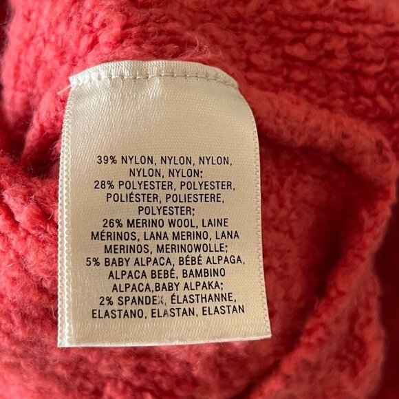 Anthropologie Fuzzy‎ Nubby Alpaca Blend Clayton Sweater V-Neck Oversized Pink XS - Picture 8 of 9